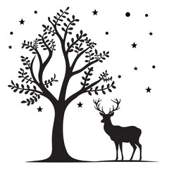 Christmas silhouettes and icons. Black flat color simple elegant white background Christmas vegetable vector and illustration.