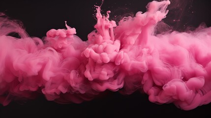 pink smoke in water with black background