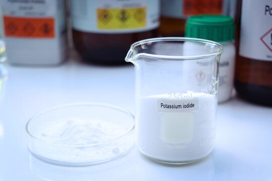 Potassium iodide in chemical container , chemical in the laboratory and industry