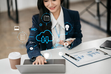 Network security system. Personal Data information on Tablet.Information and cyber security Technology Services. Cybersecurity and business data management concept