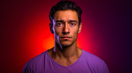 Obraz premium Portrait with a variety of expressions, saturated with a color background