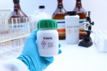 Arsenic in chemical container , chemical in the laboratory and industry