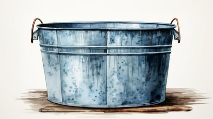 Watercolor illustration of a bucket on a white background. Farm life. - obrazy, fototapety, plakaty