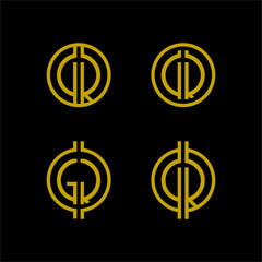 Coin logo design with letter G R concept.