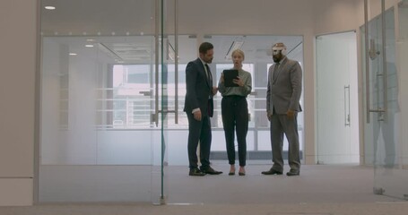 Architect Showing New Office Design using Virtual Reality Technology to Client