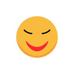 The smiley face closes its eyes and smiles. Cartoon emoji. Flat vector