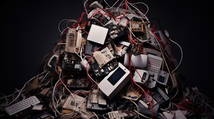 Pile of used electronic waste and garbage for recycling. Concept reuse and recycle. - 696335172