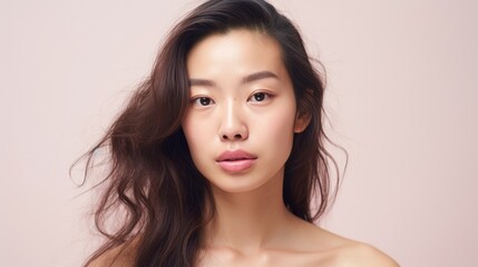 Imperfect skin portrayed in an intimate closeup of an Asian woman.