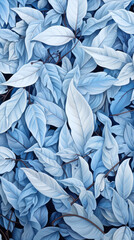 Blue leaves background. Floral pattern. 3d rendering, 3d illustration.