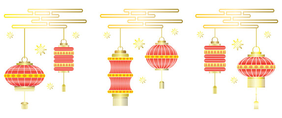 chinese new year lanterns decoration vector set