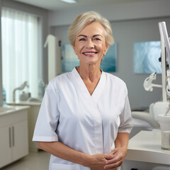 Fototapeta premium Healing Grin: A Cheerful Doctor's Portrait Radiates Positivity