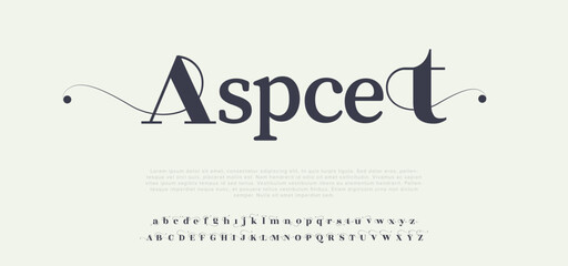 Aspect , a modern alphabet lowercase font. minimalist typography vector illustration design - obrazy, fototapety, plakaty