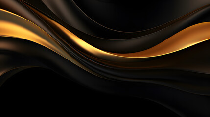 Wavy black and metallic gold abstract background