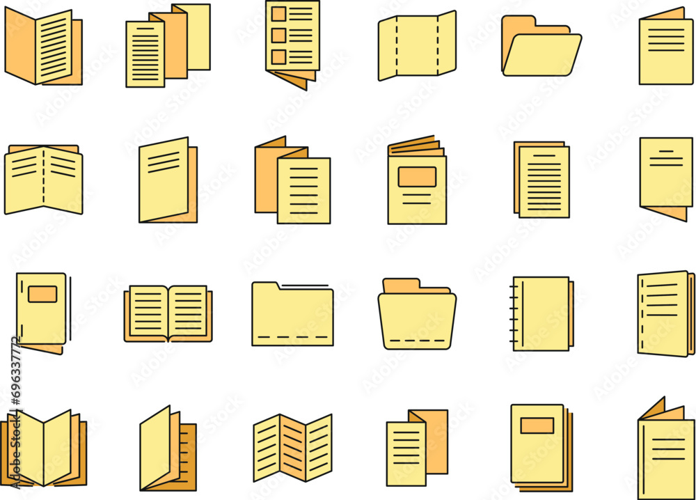 Poster Catalogue icons set. Outline set of catalogue vector icons thin line color flat on white