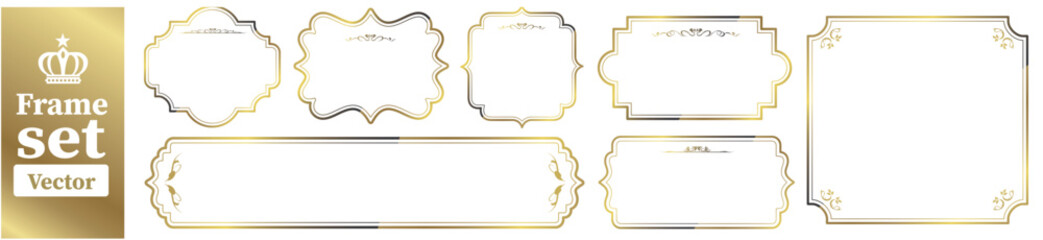 decorative gold frame set Vector - obrazy, fototapety, plakaty