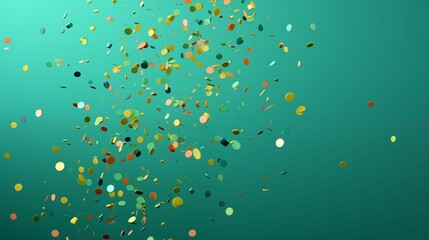 Colorful confetti on a green background