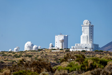 Fototapeta na wymiar View of the Teide Observatory, on Tenerife, Canary Islands, Spain. Astrophysics in Teide National Park. 