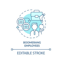 2D editable blue boomerang employees icon, monochromatic isolated vector, thin line illustration representing workplace trends.