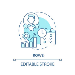 2D editable blue ROWE icon, monochromatic isolated vector, thin line illustration representing workplace trends.