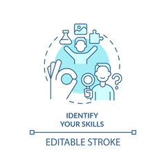2D editable blue identify your skills icon, monochromatic isolated vector, thin line illustration representing workplace trends.
