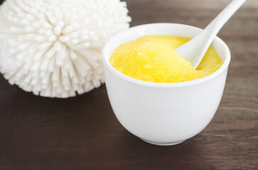 Homemade lemon, honey and sugar scrub for face, foot and body. Natural beauty treatment and spa...