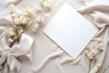 A sheet of paper with a bow and flowers