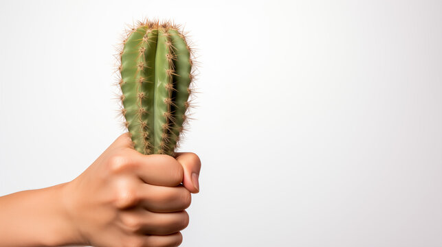 Kaktus in einer Hand Schmerz Widerstand leisten tapfer sein Herausforderungen annehmen symbolisch Generative AI 