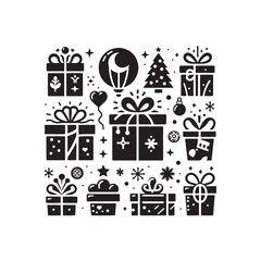 Gift Silhouette: Trendy and Abstract Present Shadows, Great for Greeting Cards and Special Occasions - Gift black vector
