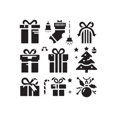 Gift Silhouette: Modern and Sleek Gift Box Outlines, Adding a Touch of Elegance to Your Design - Gift black vector
