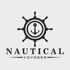 steering wheel anchor nautical logo vector design brand company symbol © pramzstadobe