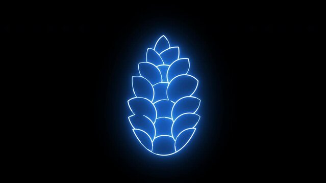 Animated pine cone icon with a glowing neon effect