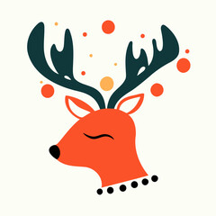 Deer head. Merry Christmas and Happy New Year. Vector illustration
