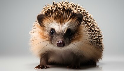 Fototapeta premium hedgehog on white background. Adorable hedgehog isolated on white background. Hedgehog looking into the camera. Hedgehog animal. Erinaceinae