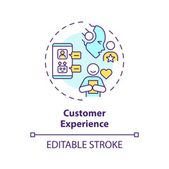 2D editable multicolor customer experience icon, simple isolated vector, thin line illustration representing cognitive computing.