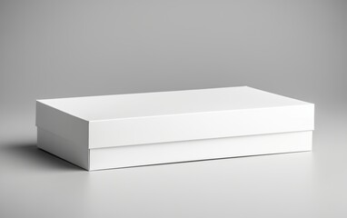 White flat mockup packaging box isolated grey minimalistic background
