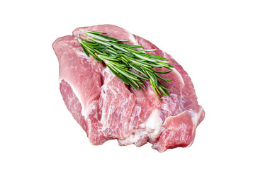 Fresh Raw pork shoulder meat cut with ingredients and spices  Transparent background. Isolated.