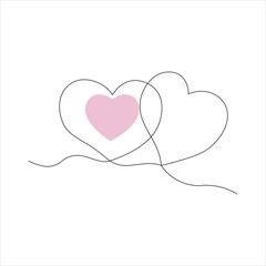 Continuous one line love drawing art design