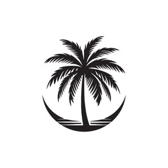 Palm Tree Silhouette: Captivating Vector Artwork Celebrating the Serenity of Palm Trees - Palm Tree Black Vector

