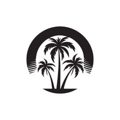 Fototapeta na wymiar Palm Tree Silhouette: Artistic Silhouettes of Palm Trees Evoke a Sense of Paradise - Palm Tree Black Vector 