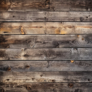 Old dry weathered gray and brown wooden planks board surface, ai technology