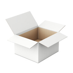 White mockup opened box isolated on transparent background