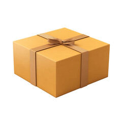 Brown gift box isolated on transparent background