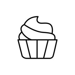 Cupcake outline icons, bakery minimalist vector illustration ,simple transparent graphic element .Isolated on white background