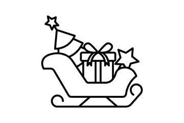 sleigh icon. icon related to Christmas and the end of the year. line icon style. simple vector design editable