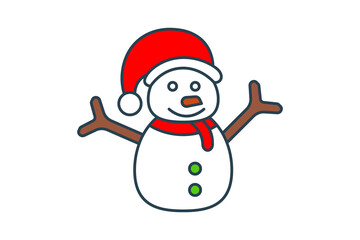 snowman icon. icon related to Christmas and the end of the year. flat line icon style. simple vector design editable