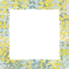 Obraz premium 黄色とグリーンの植物が生えるベクターフレーム素材