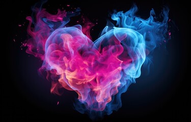 A heart made out of smoke on a black background