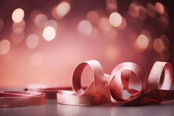 Fotobehang Fondo de luces desenfocadas con lazos rosas vibrantes. © ACG Visual