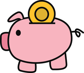 Cofre porquinho com moeda