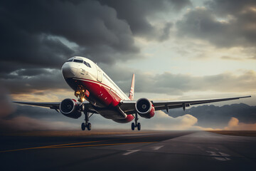 Hoch hinaus: Passagierflugzeug beim Start in den Wolken für modernes Reiseerlebnis